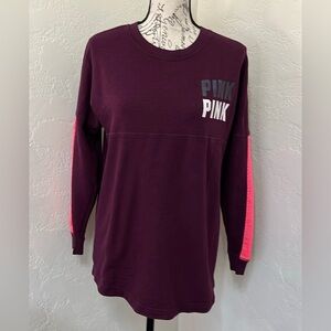 Victoria Secret Maroon & Pink Long Sleeve Shirt Size XS NWOT